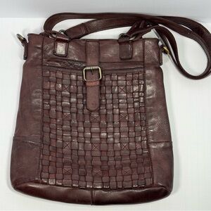 Ashwood Heritage England Woven Leather Crossbody Shoulder Bag Brown Boho Hipster